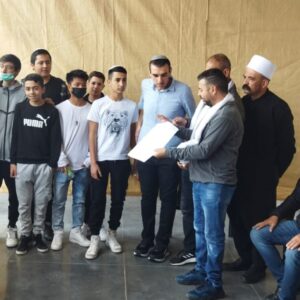 תלמידי ישיבתית אורט המתמיד קרית שמונה בניחום אבלים בביתו של לוחם מג”ב, יזן פאלח הי”ד